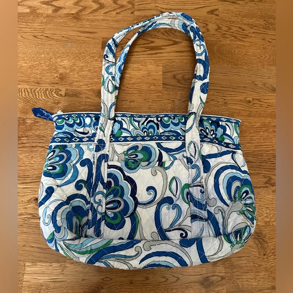 Vera Bradley Little Betsy Blue and Green Patterned Tote Bag